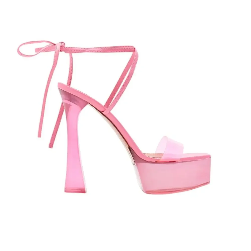 Amina Muaddi Pvc Pink Sita Platform Sandals Size IT 40 / US 10